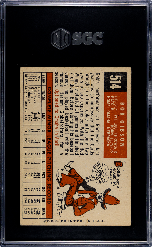 1959 Topps Bob Gibson #514 SGC 4