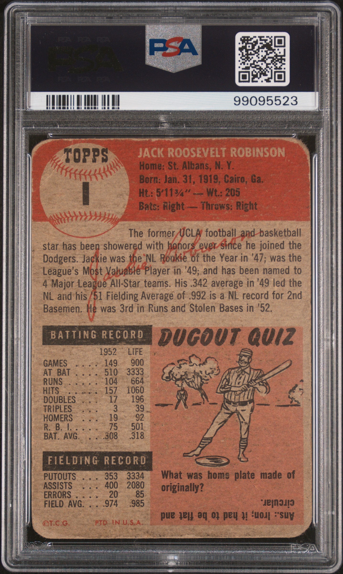1953 Topps Jackie Robinson #1 PSA 1.5