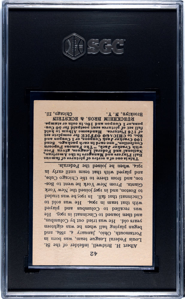 1915 Cracker Jack Al Bridwell #42 SGC 8.5
