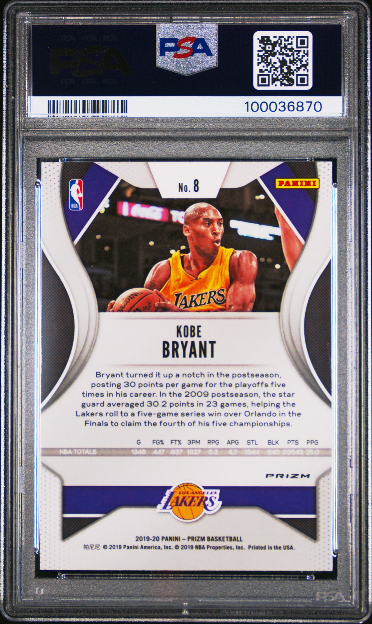 2019 Panini Prizm Kobe Bryant #8 Red White Blue PSA 10