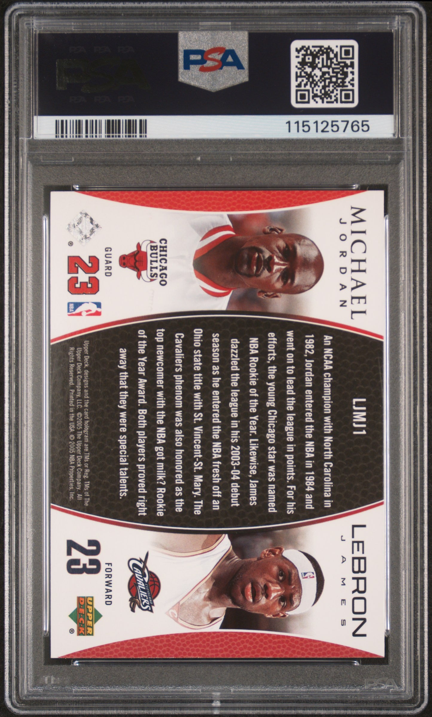 2005 Upper Deck MJ/LJ Bonus Pack L. James M. Jordan #LJMJ1 PSA 10