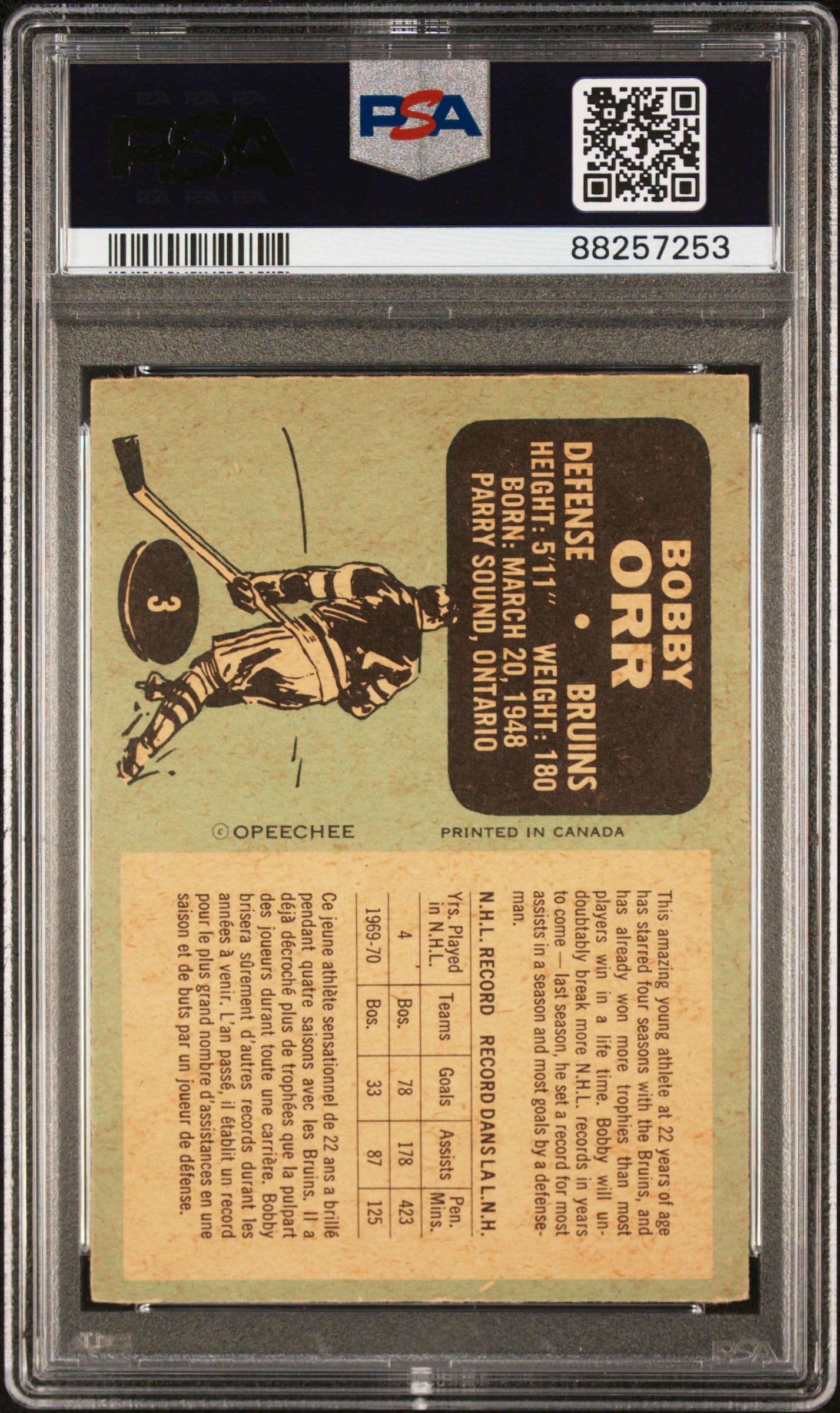 1970 O-Pee-Chee Bobby Orr #3 PSA 5