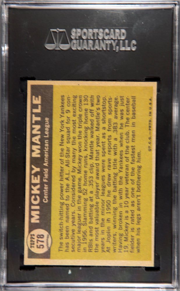 1961 Topps Mickey Mantle #578 All Star SGC 9