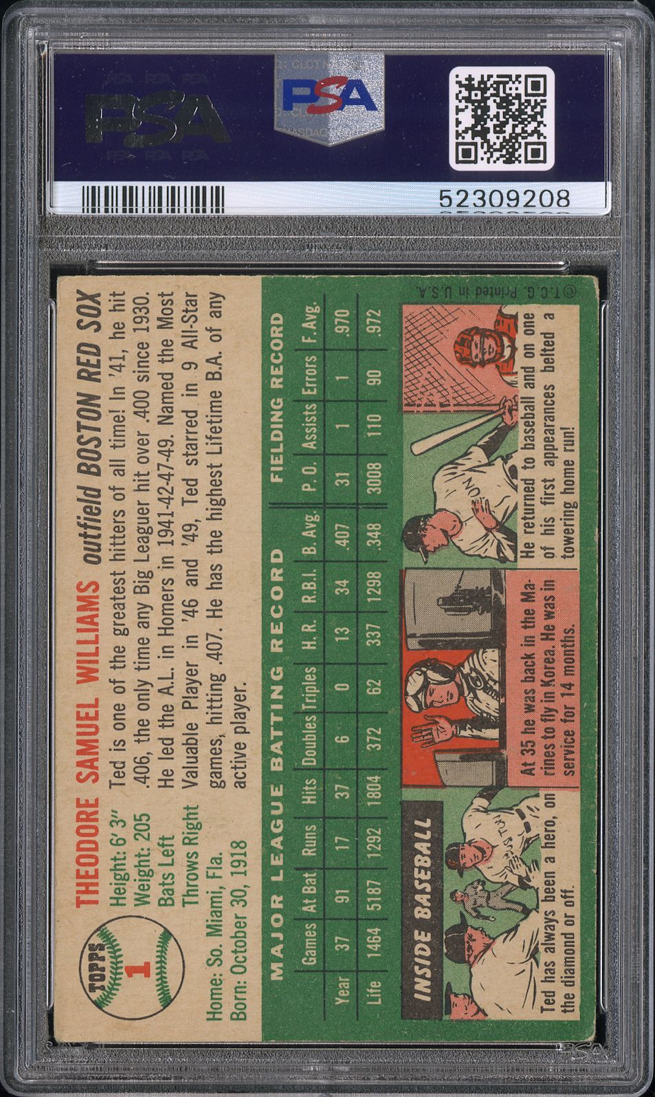 1954 Topps Ted Williams #1 PSA 4