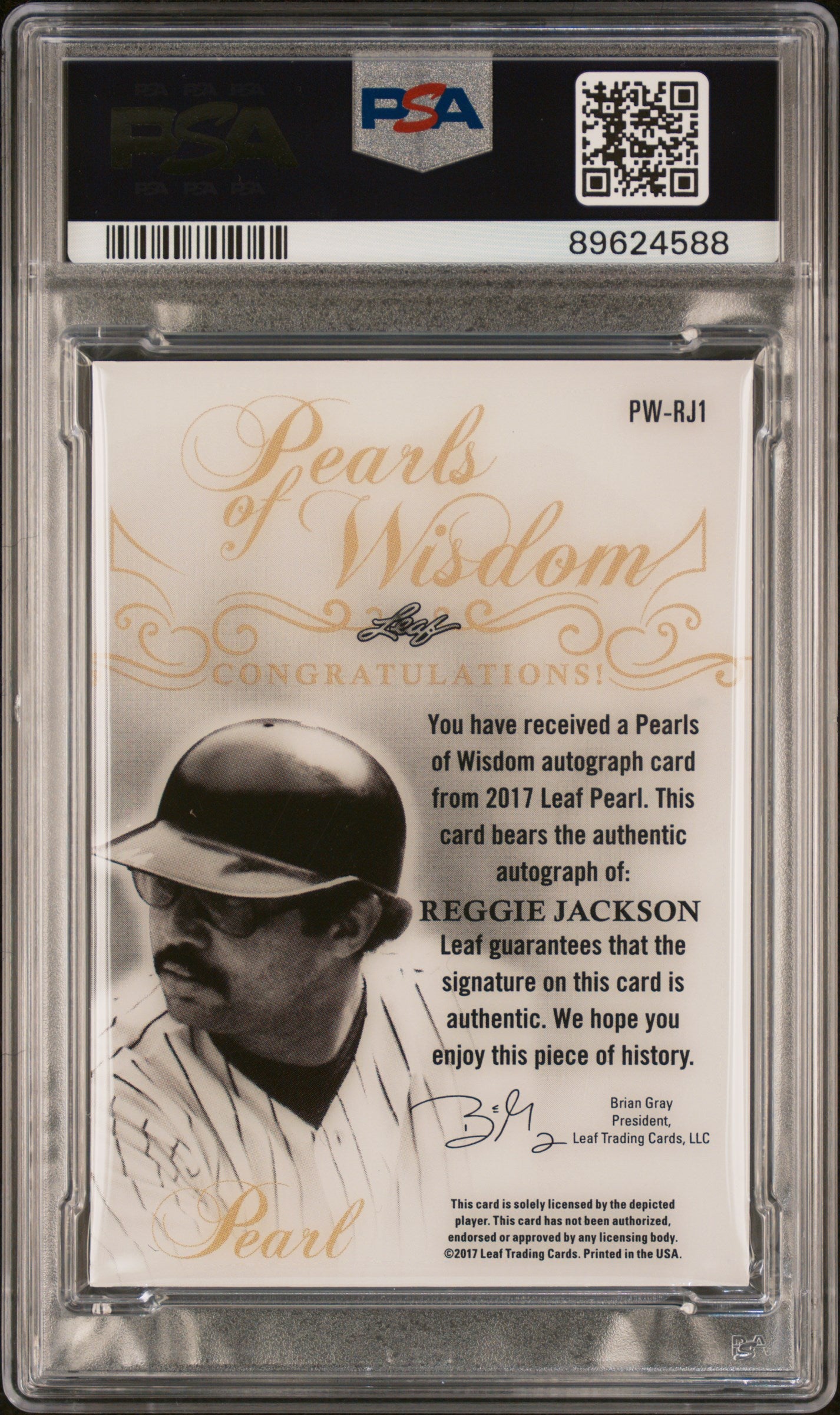 2017 Leaf Pearl Pearls Of Wisdom Autograph Reggie Jackson #RJ1 7/8 PSA 8 Auto 8