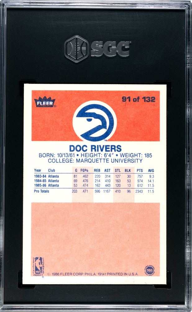 1986 Fleer Doc Rivers #91 SGC 9