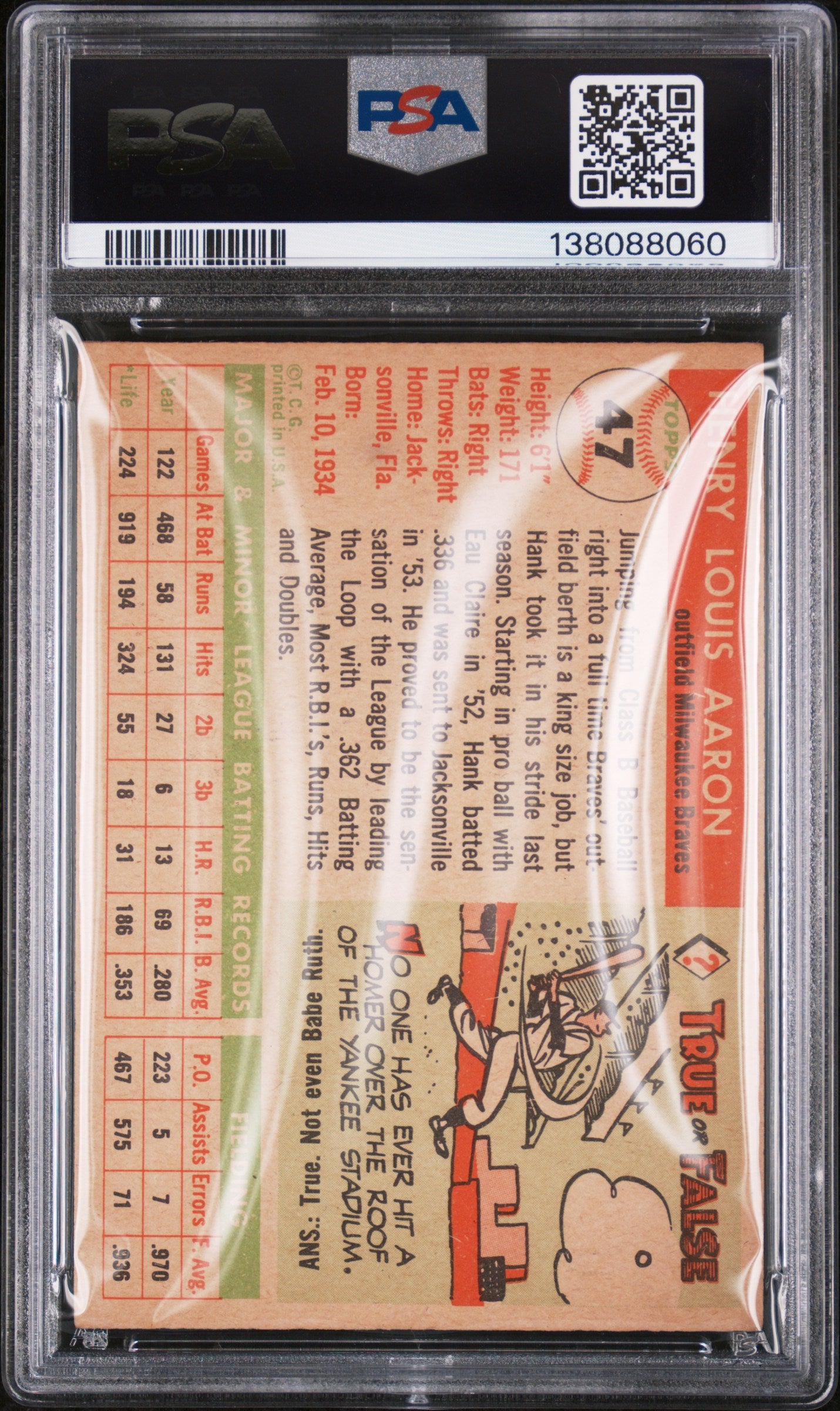 1955 Topps Hank Aaron #47 PSA 4