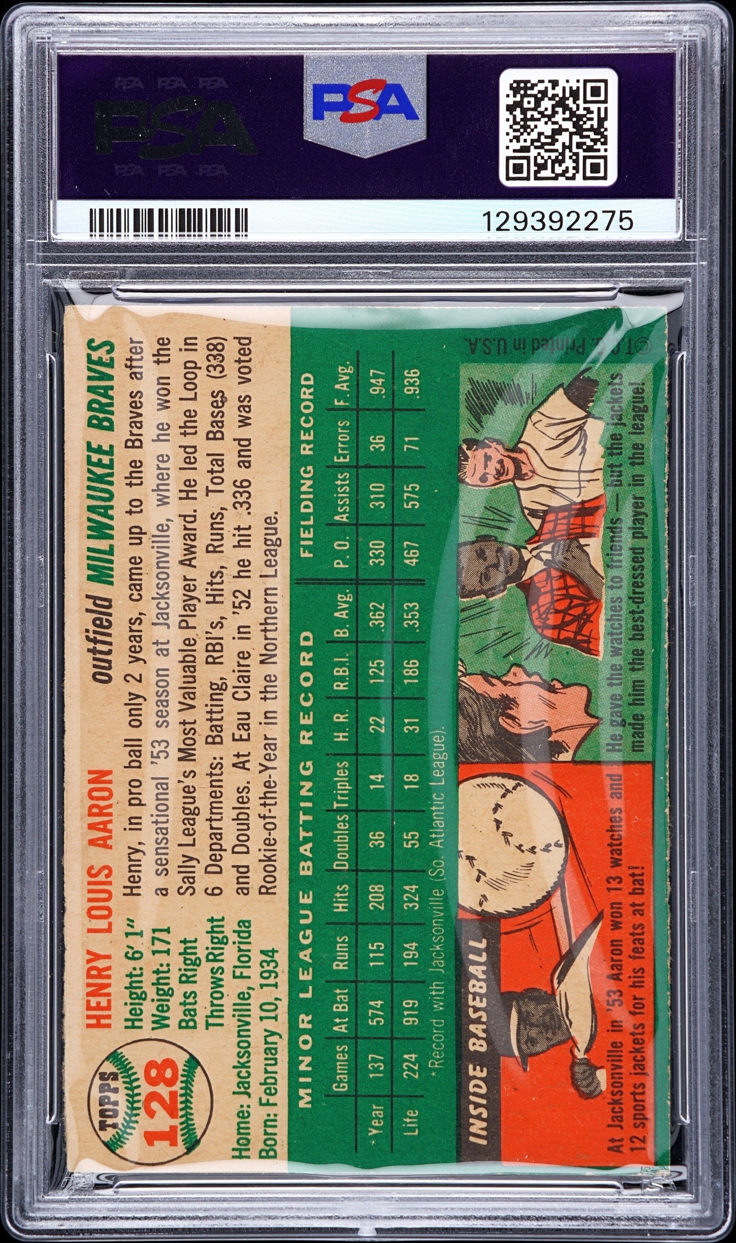 1954 Topps Henry Aaron #128 PSA 4