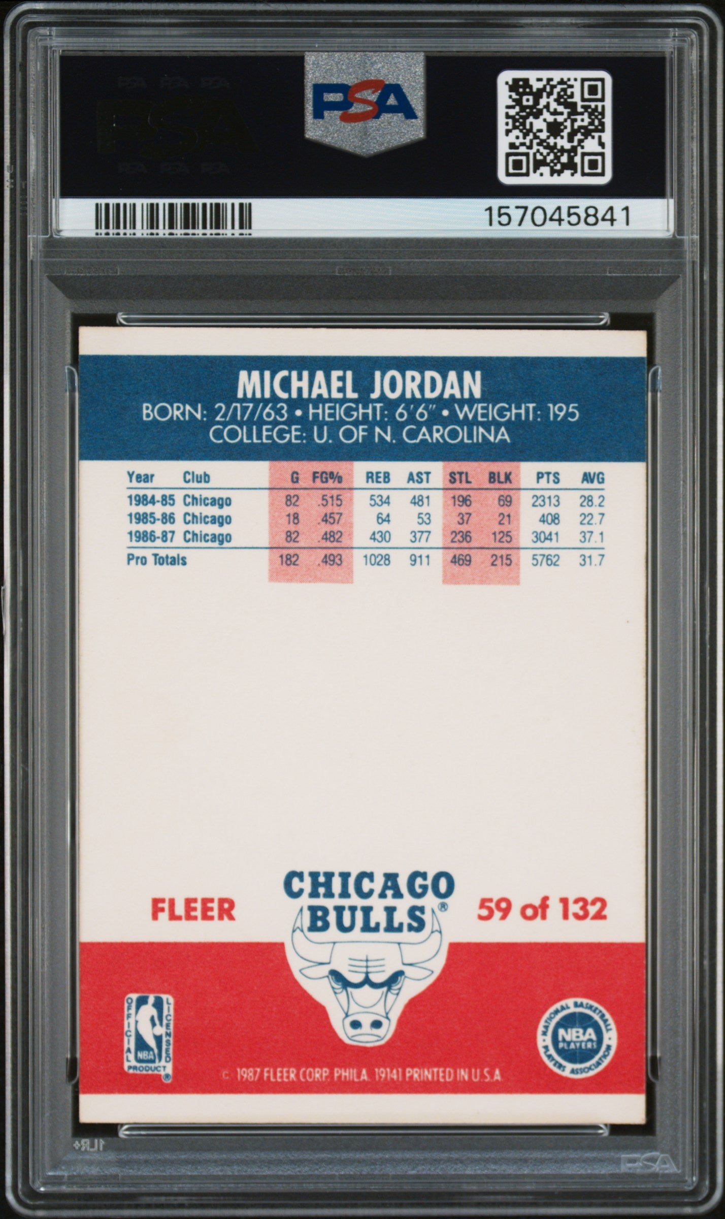 1987 Fleer Michael Jordan #59 PSA 7