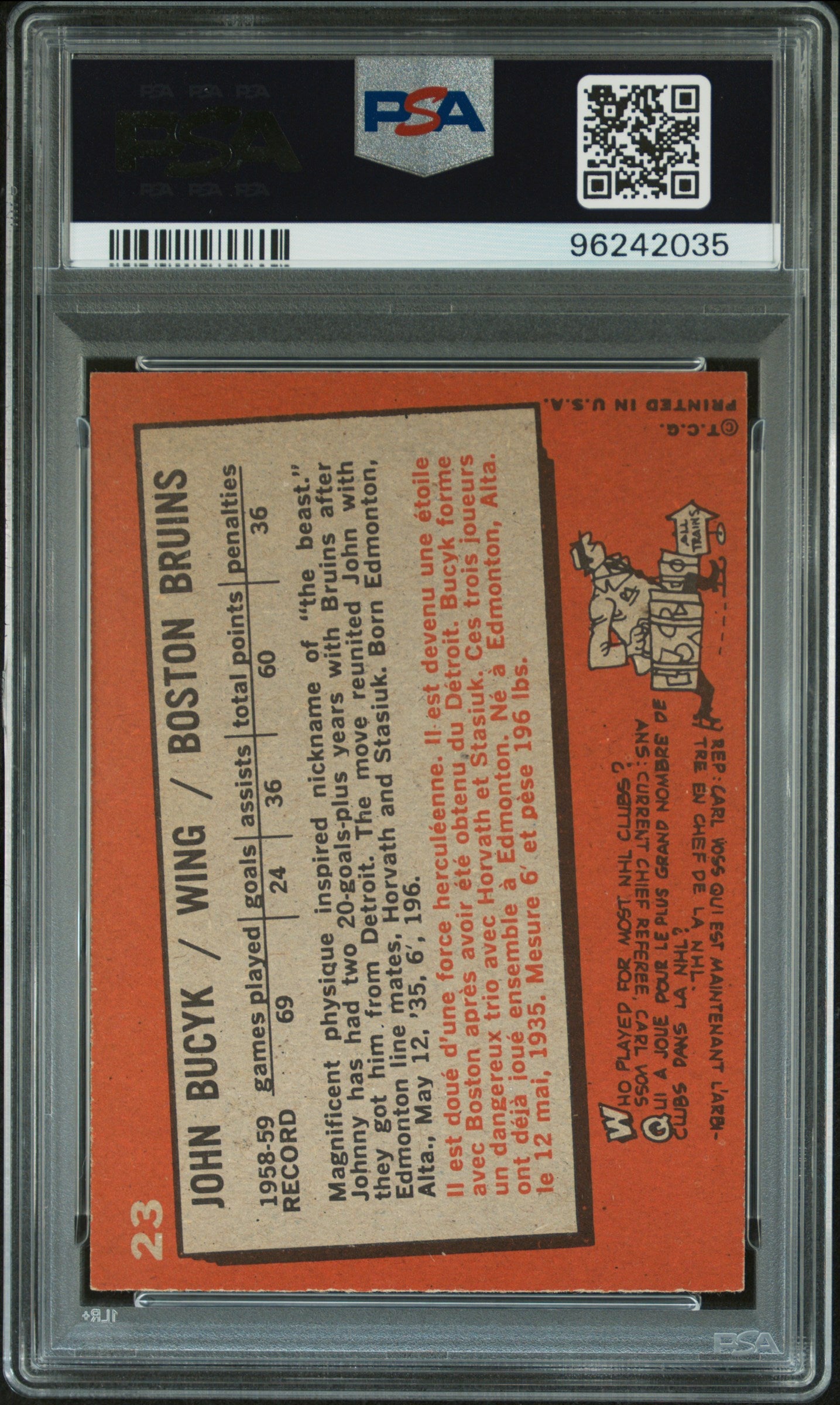 1959 Topps Johnny Bucyk #23 PSA 7