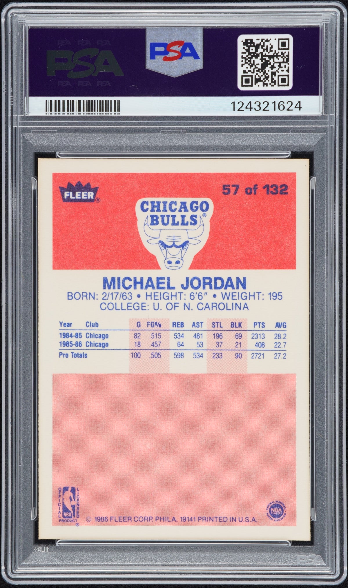 1986 Fleer Michael Jordan #57 PSA 9