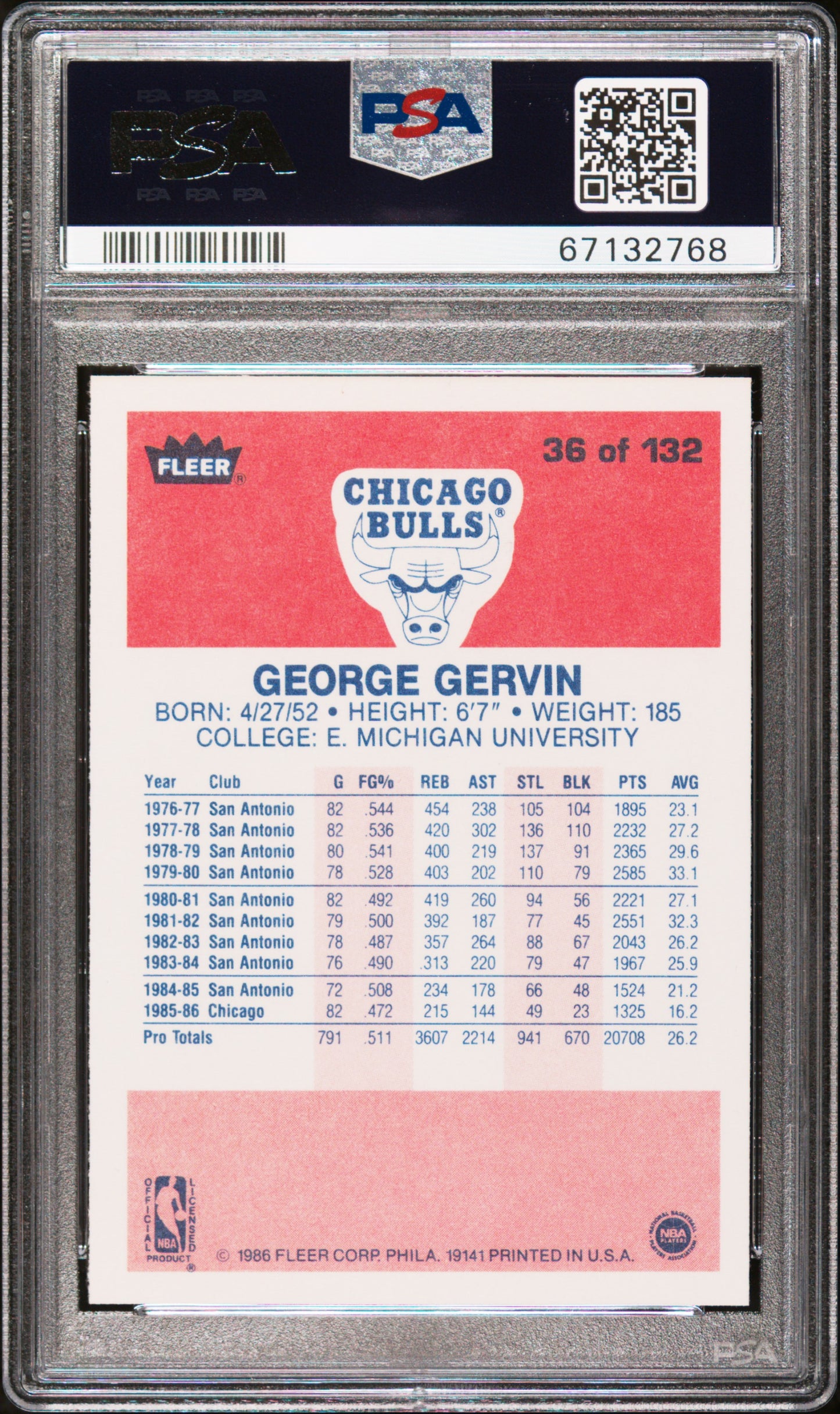 1986 Fleer George Gervin #36 PSA 9