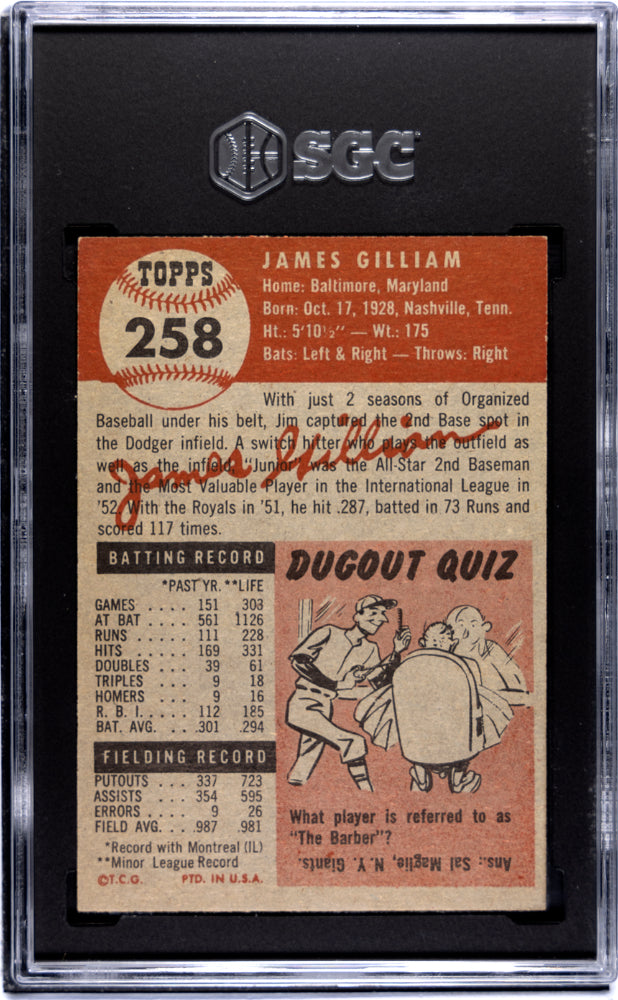 1953 Topps Jim Gilliam #258 SGC 5.5