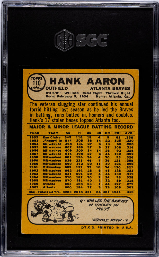 1968 Topps Hank Aaron #110 SGC 5.5