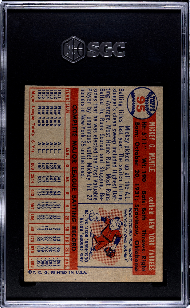 1957 Topps Mickey Mantle #95 SGC 5