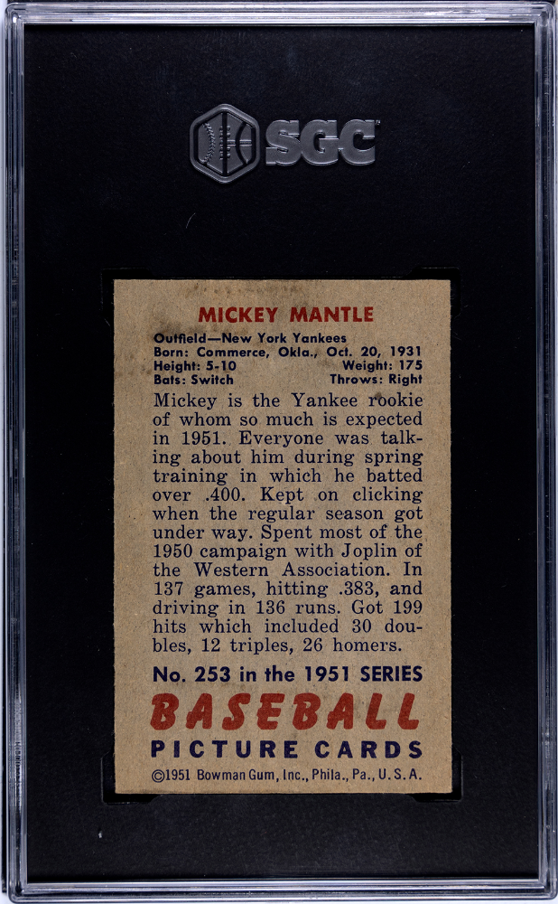 1951 Bowman Mickey Mantle #253 SGC 5
