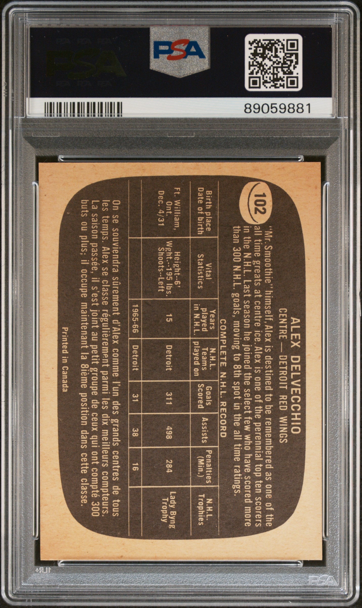 1966 Topps Alex Delvecchio #102 PSA 8
