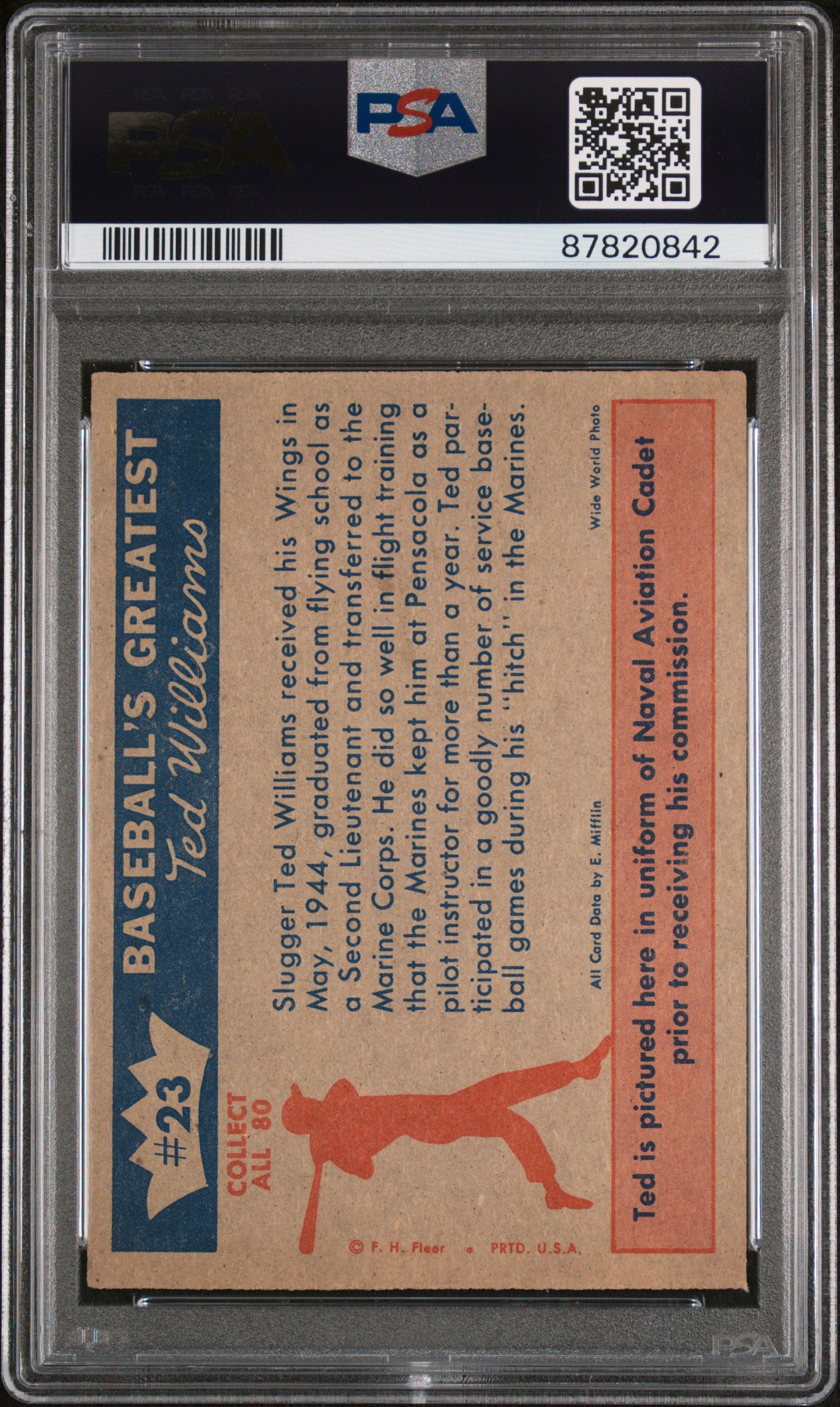 1959 Fleer Ted Williams 1944-Williams Wins #23 His Wings PSA 6