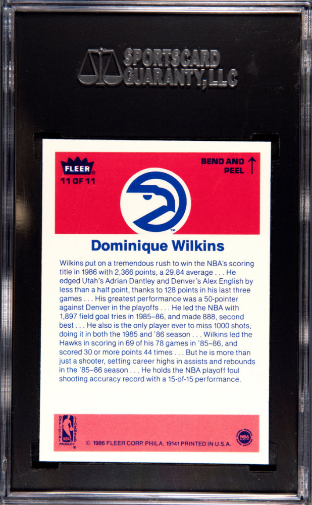 1986 Fleer Sticker Dominique Wilkins #11 SGC 9.5