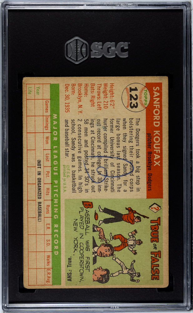 1955 Topps Sandy Koufax #123 SGC 1