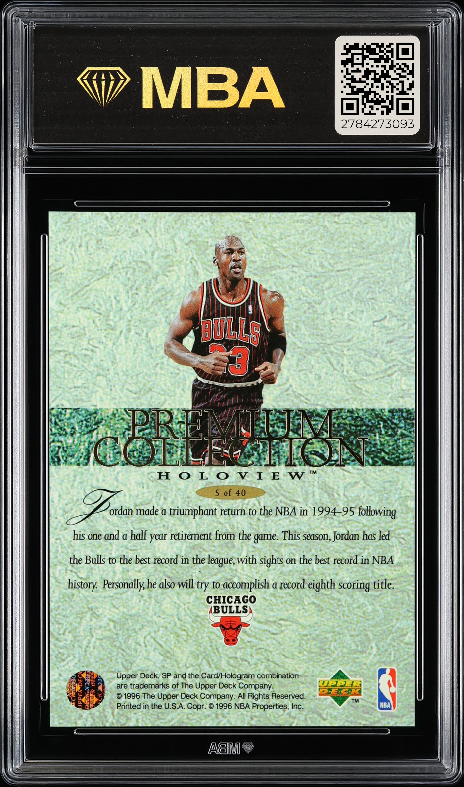 1995 SP Premium Collection Holoview Michael Jordan #5 MBA 8.5