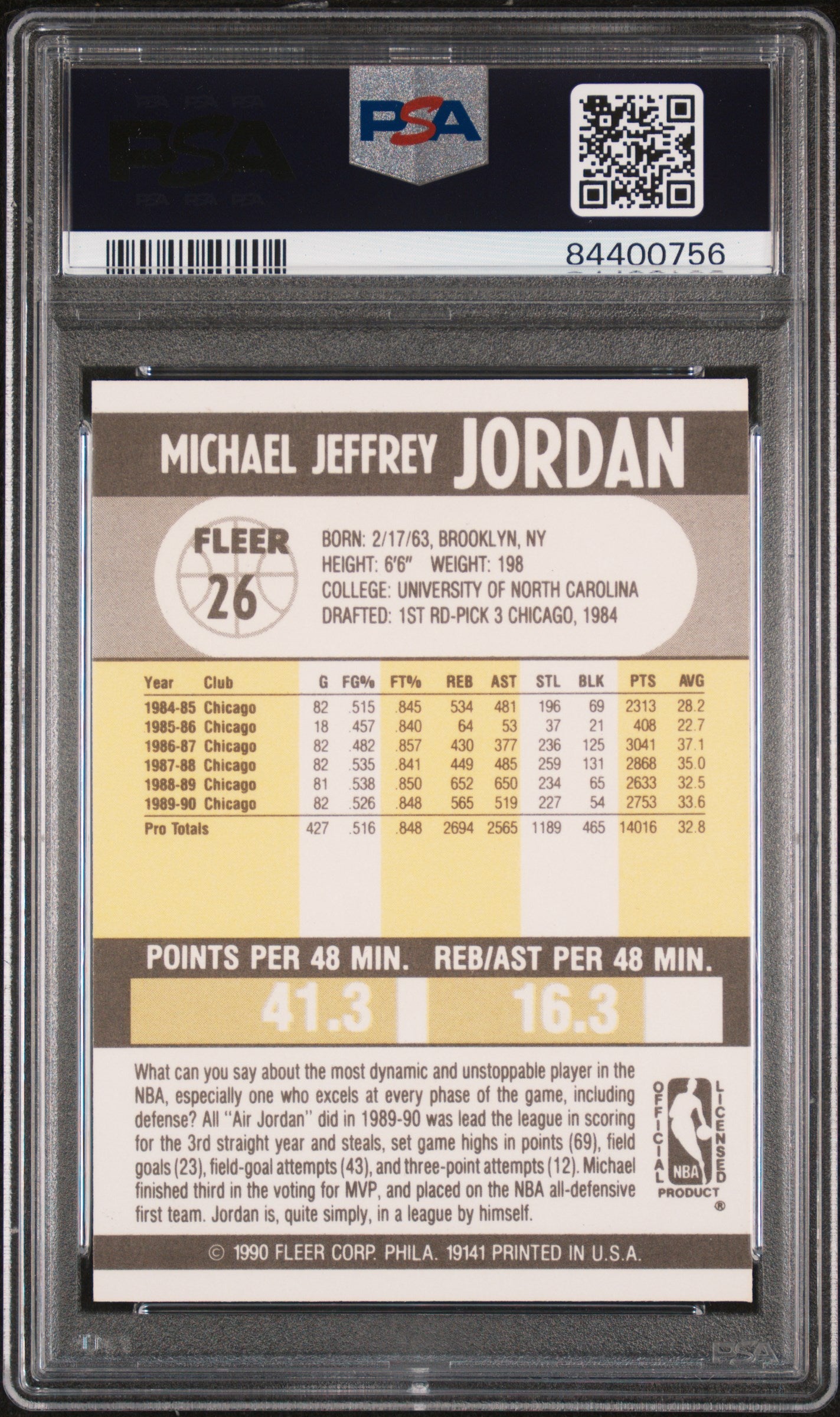 1990 Fleer Michael Jordan #26 PSA 10