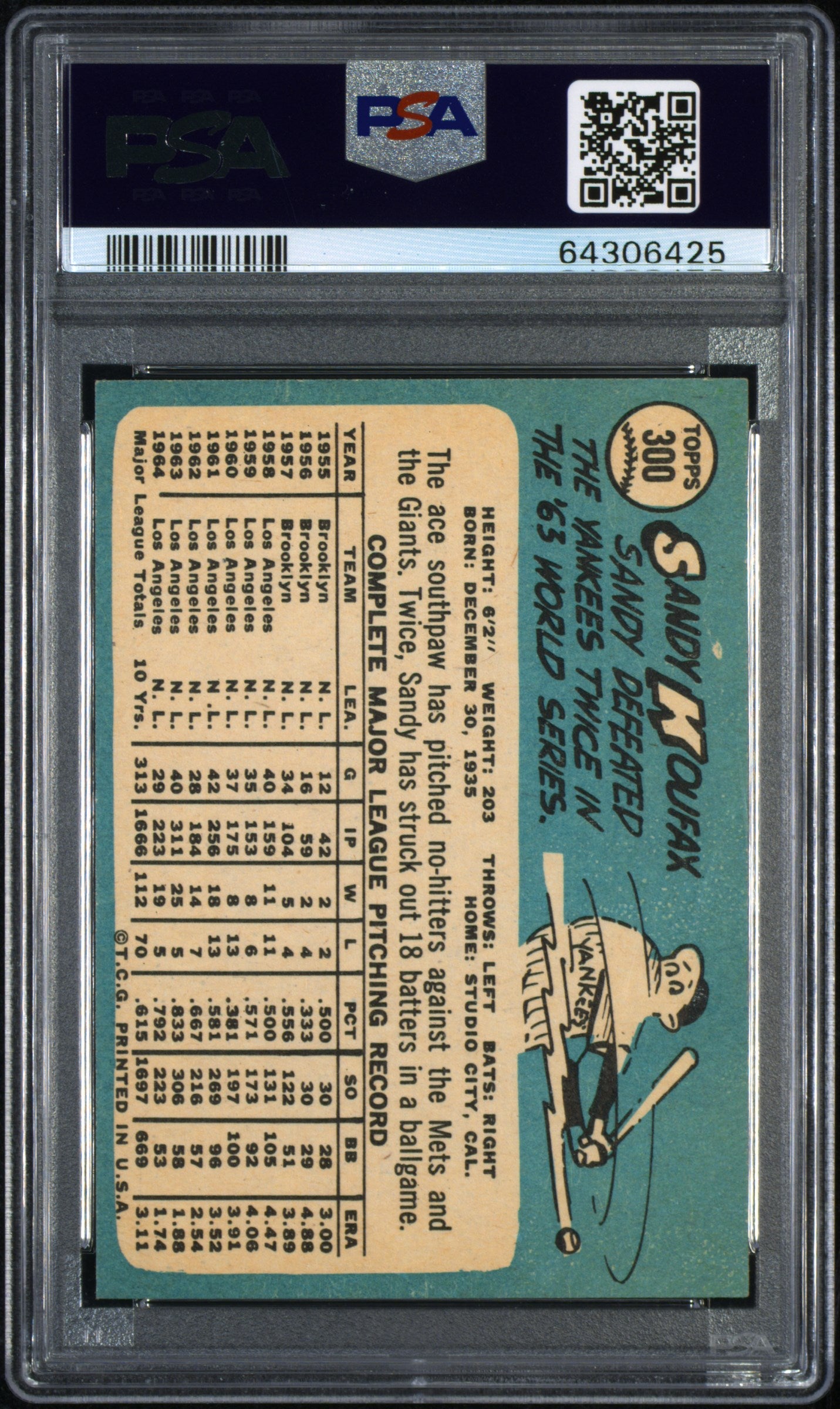 1965 Topps Sandy Koufax #300 PSA 8