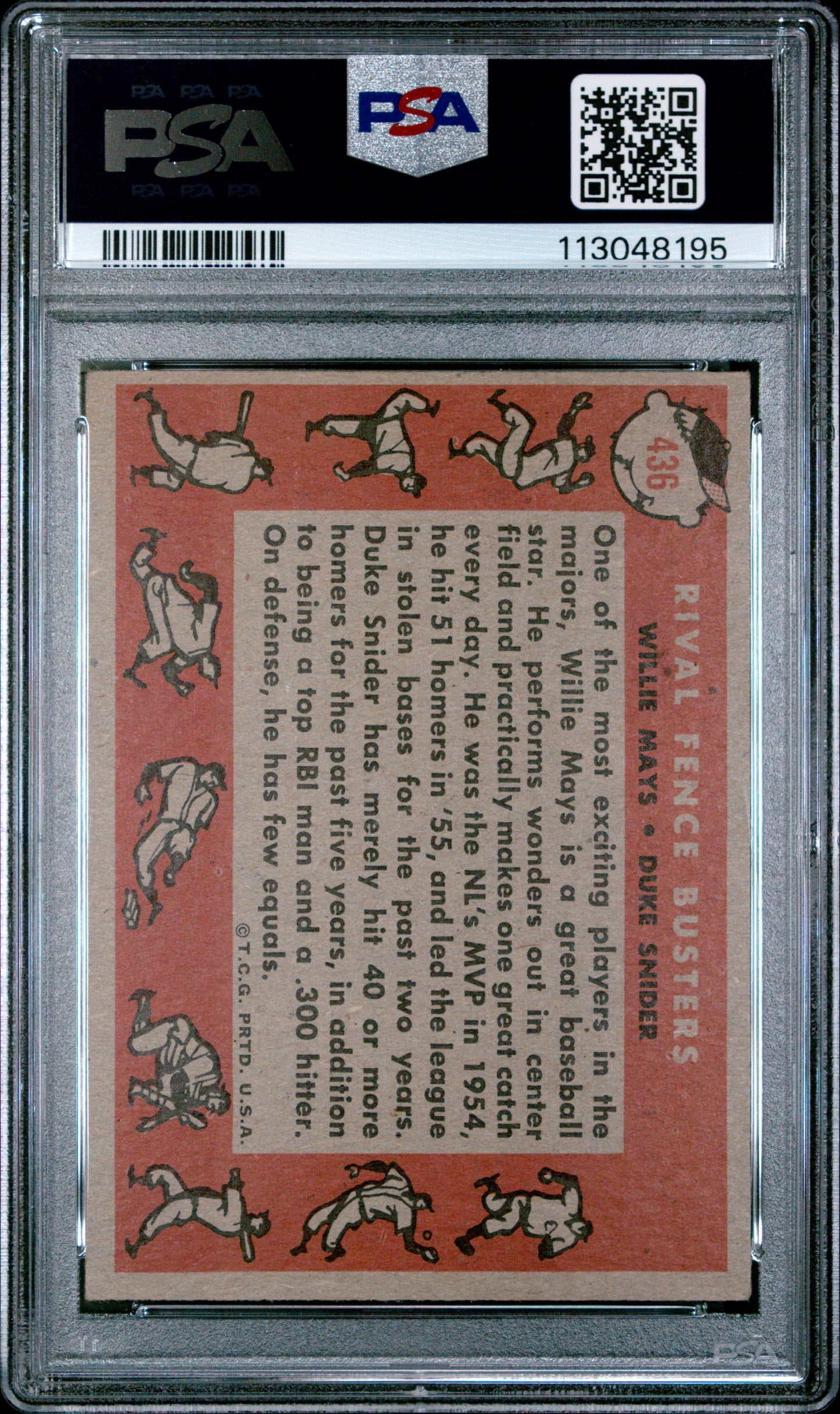 1958 Topps Rival Fence Busters #436 W. Mays D. Snider PSA 4