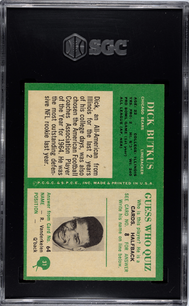1966 Philadelphia Dick Butkus #31 SGC 6.5