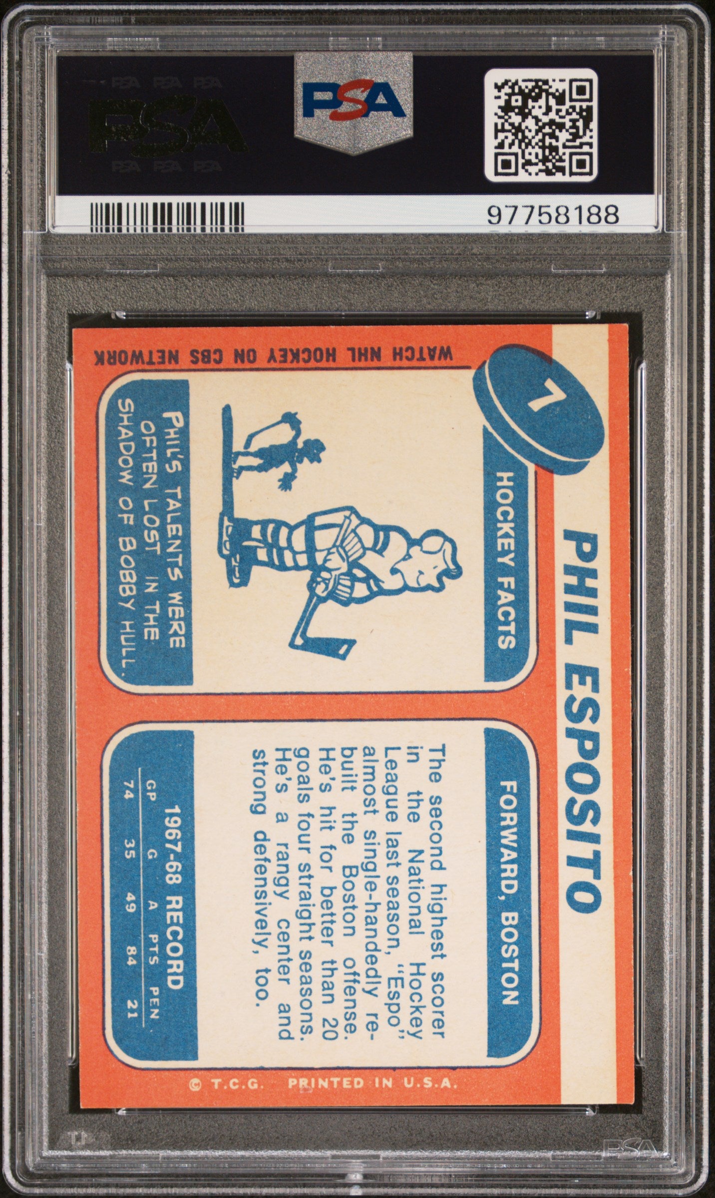 1968 Topps Phil Esposito #7 PSA 6