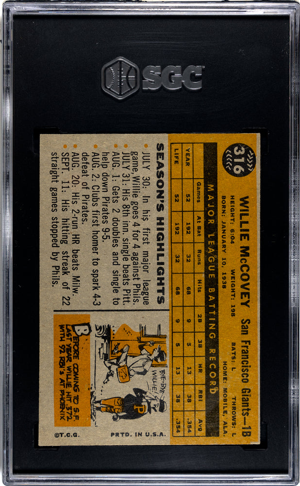 1960 Topps Willie Mccovey #316 SGC 5