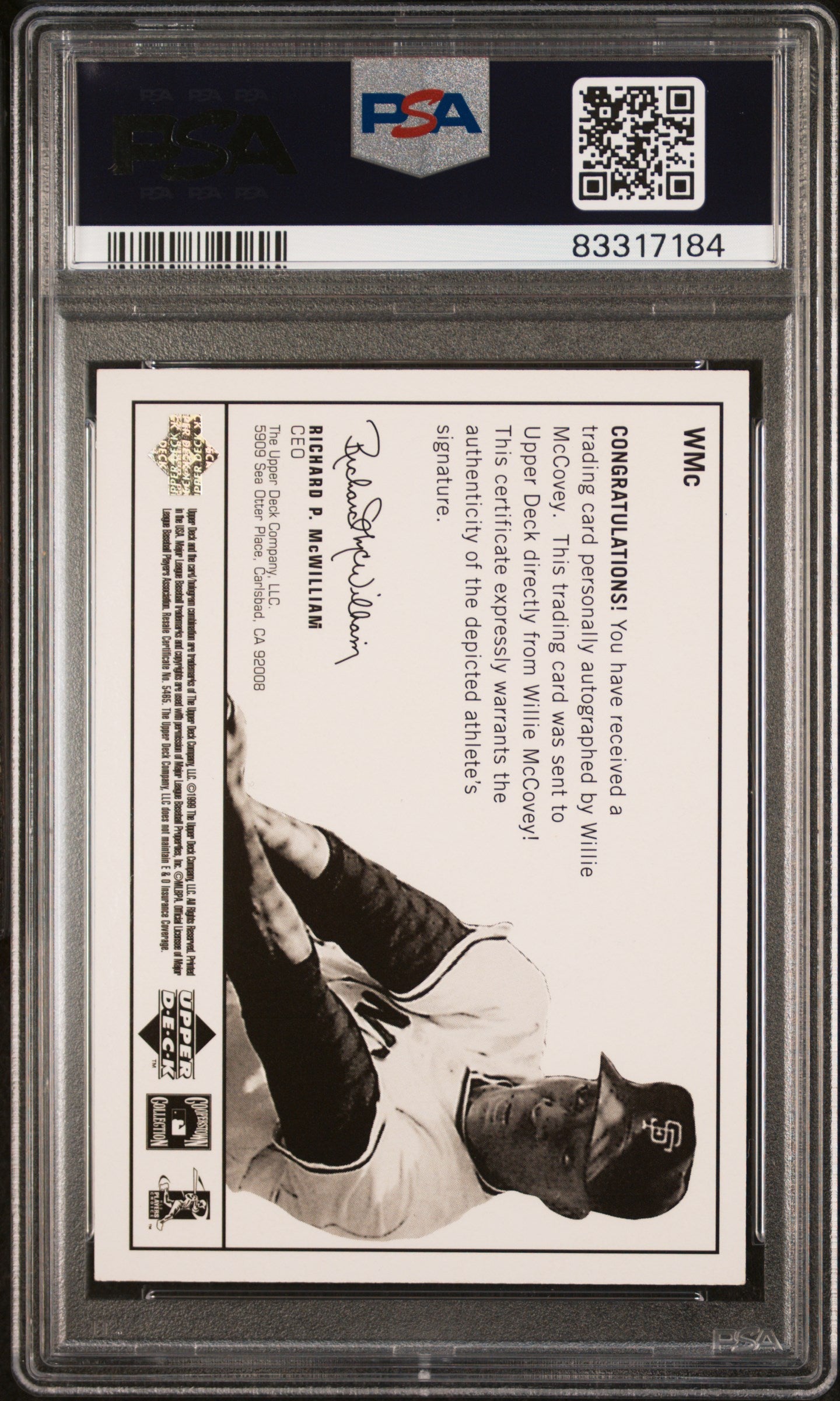 1999 Upper Deck Century Legends Epic Signatures Willie Mccovey #WMc PSA 9