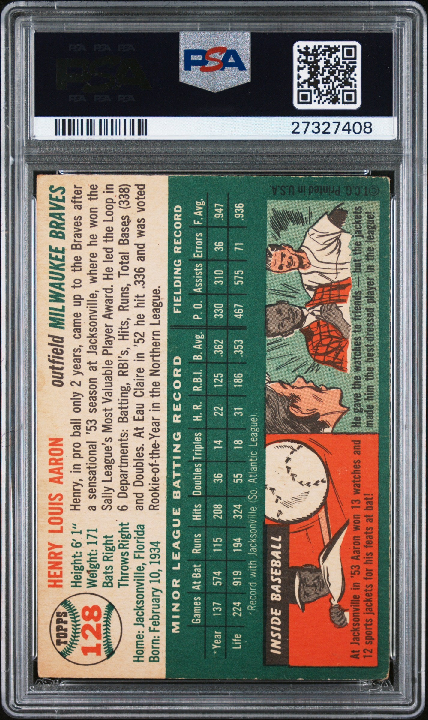 1954 Topps Henry Aaron #128 PSA 2.5