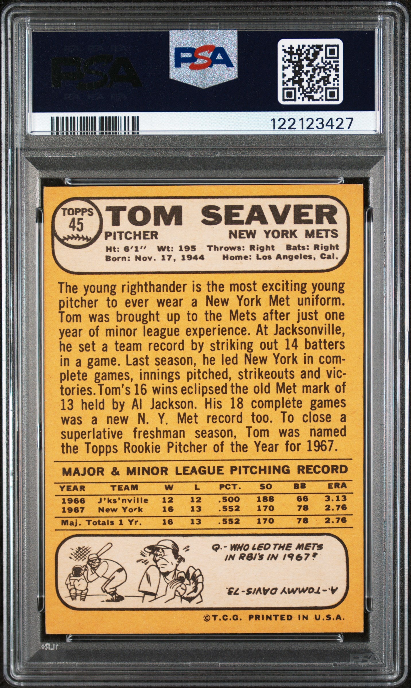 1968 Topps Tom Seaver #45 All Star Rookie PSA 5