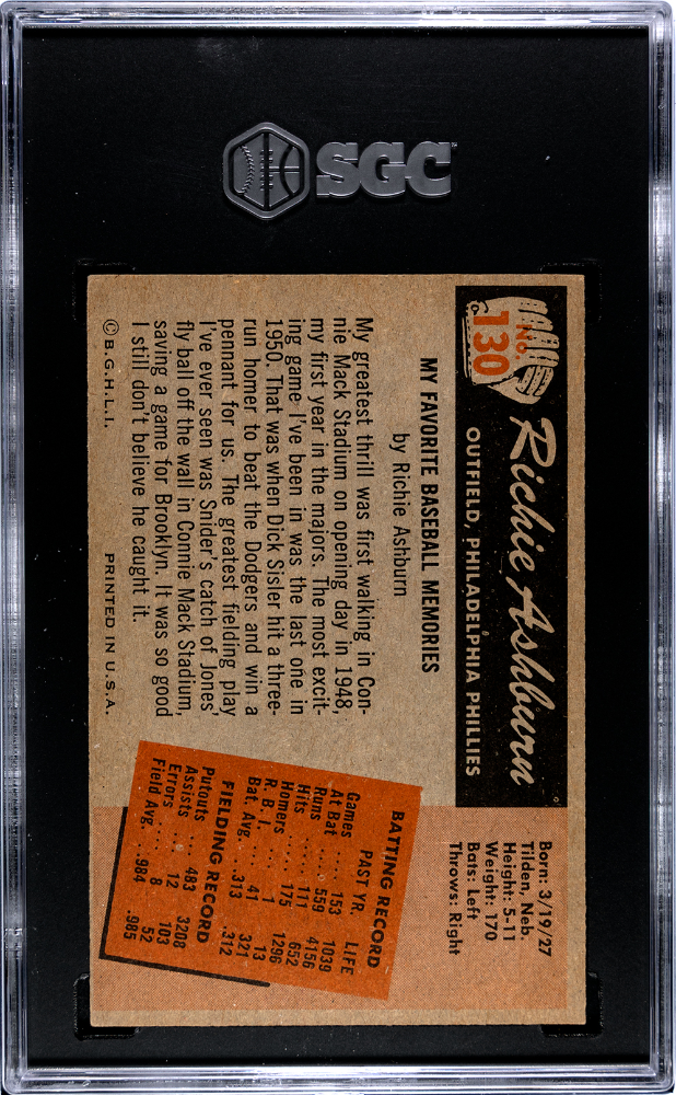 1955 Bowman Richie Ashburn #130 SGC 6