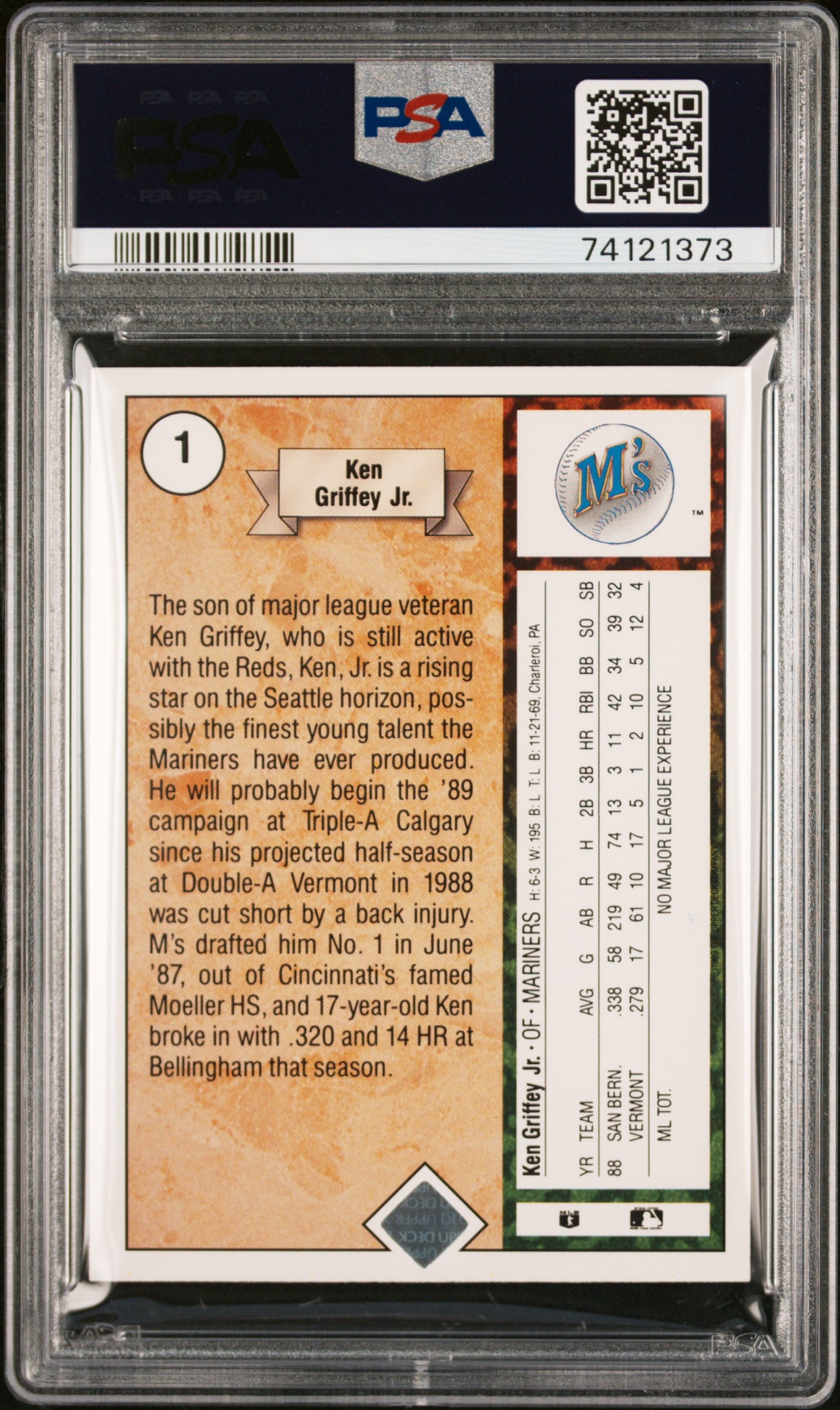 1989 Upper Deck Ken Griffey JR. #1 Star Rookie PSA 5
