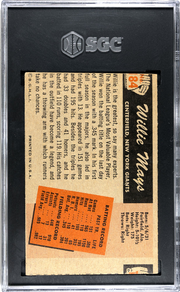 1955 Bowman Willie Mays #184 SGC 2