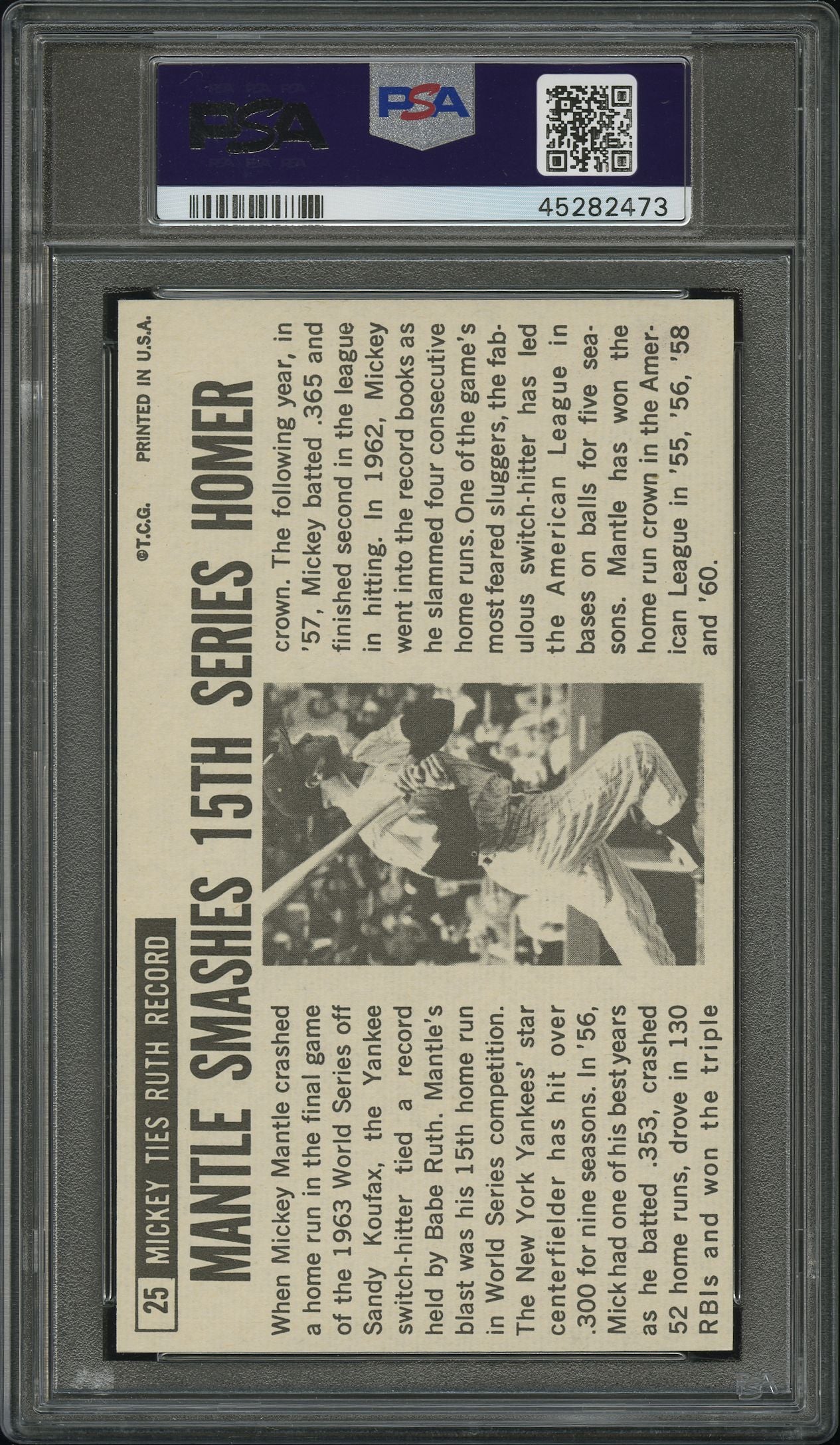 1964 Topps Giants Mickey Mantle #25 PSA 8