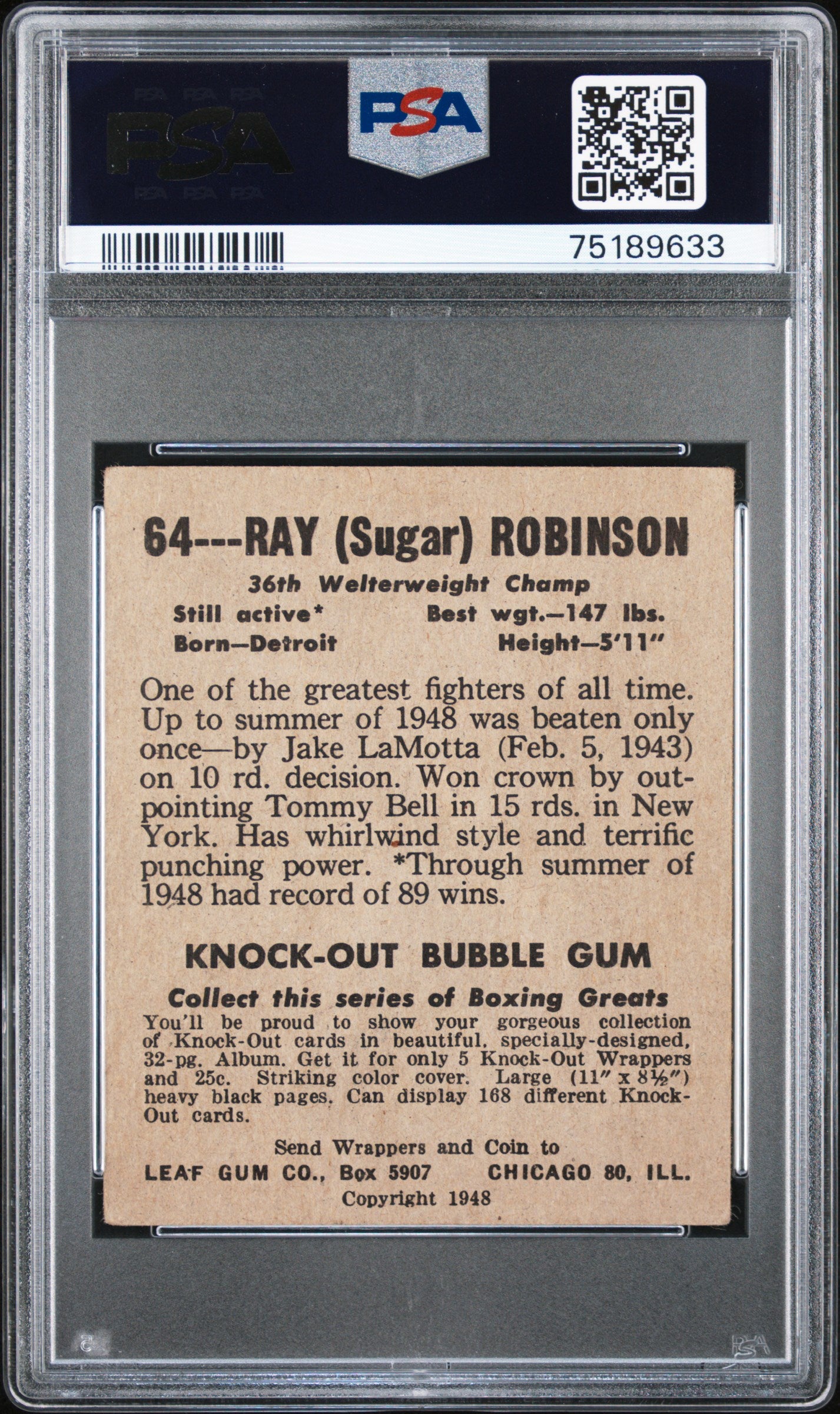 1948 Leaf Ray Robinson #64 PSA 3