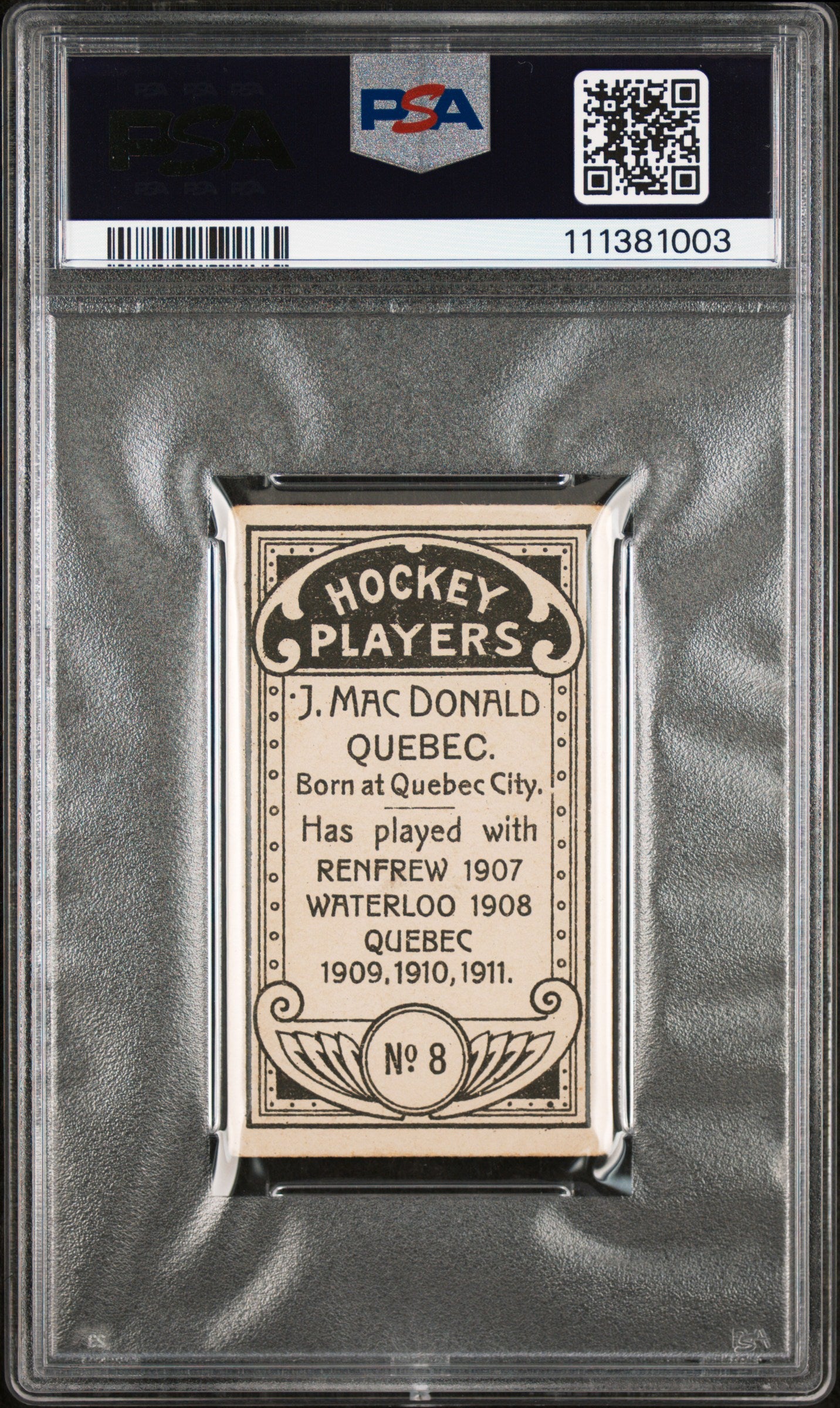 1911 C55 Jack Macdonald #8 PSA 3