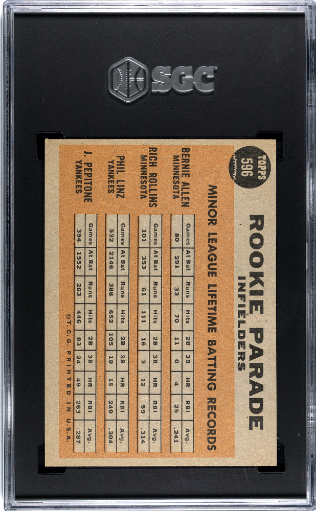 1962 Topps Joe Pepitone #596 SGC 5.5