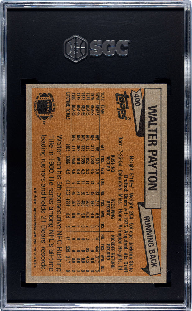 1981 Topps Walter Payton #400 SGC 9.5