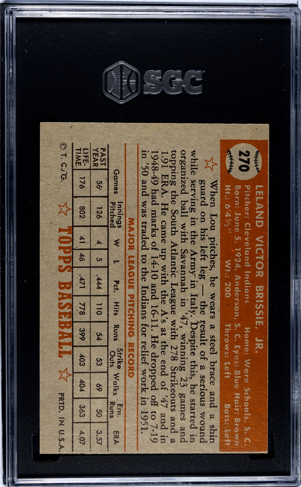 1952 Topps Lou Brissie #270 SGC 4.5