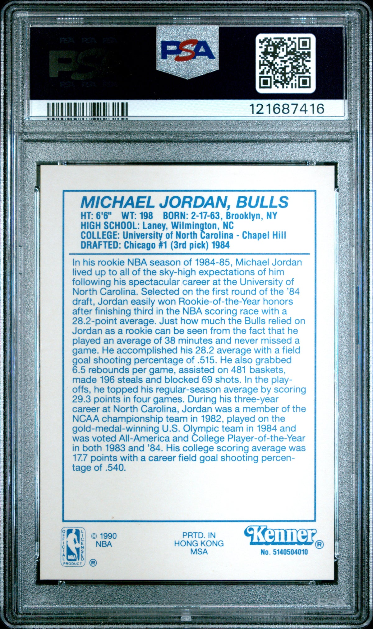 1990 Kenner Starting Line-Up Michael Jordan Lineup Yellow PSA 9