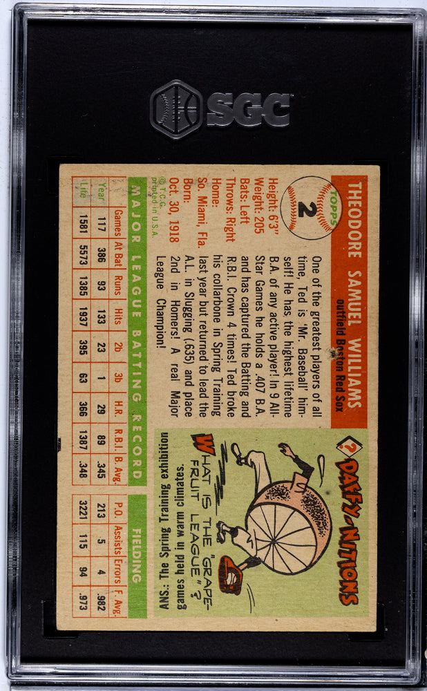 1955 Topps Ted Williams #2 SGC A