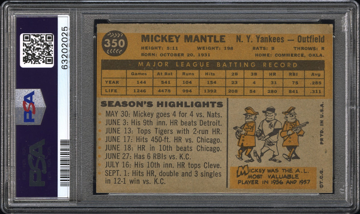 1960 Topps Mickey Mantle #350 PSA 6