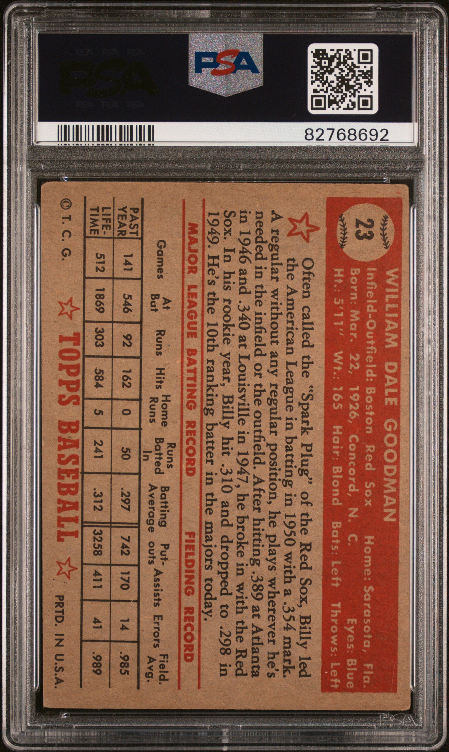 1952 Topps Billy Goodman #23 PSA 4