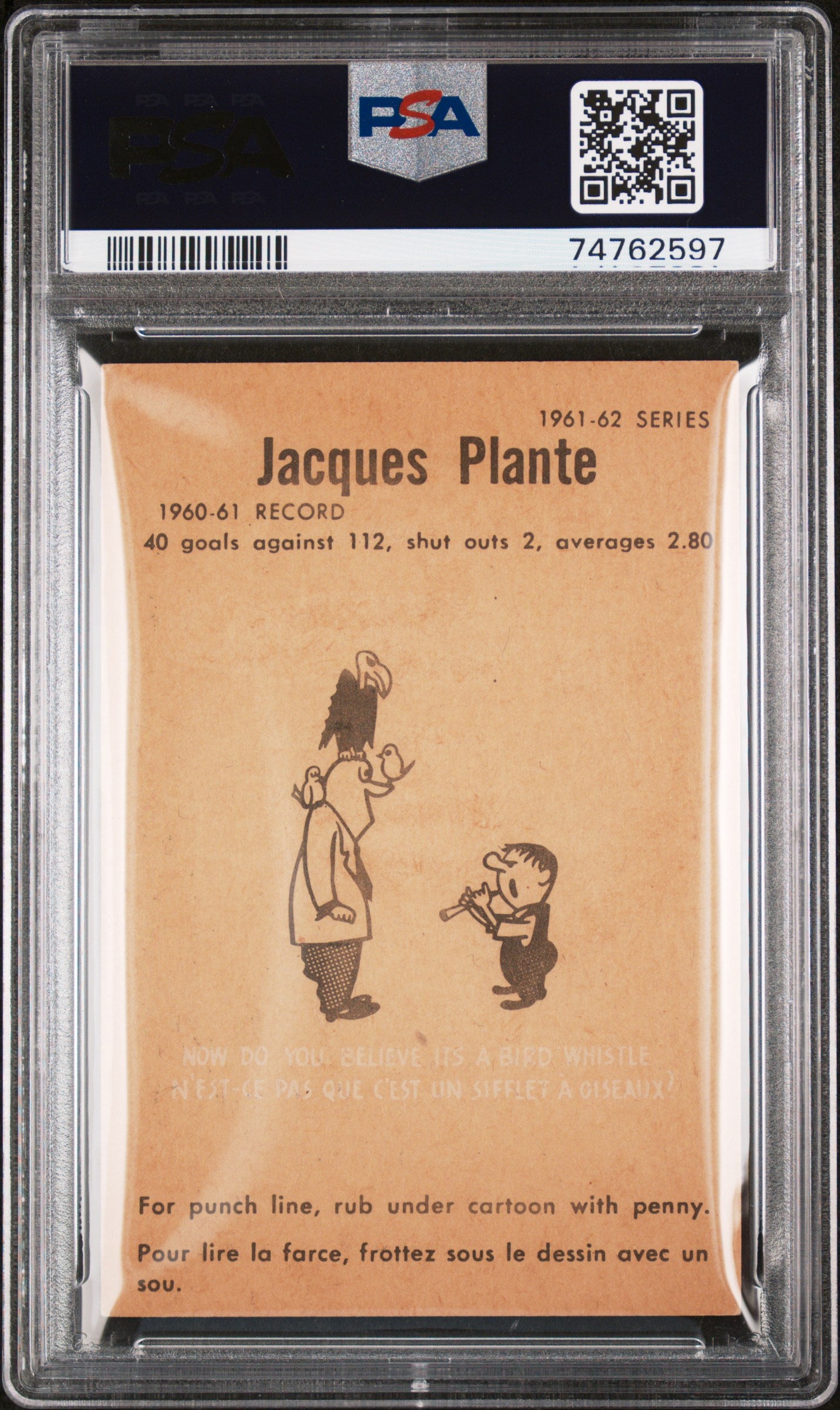 1961 Parkhurst Jacques Plante #49 PSA 4