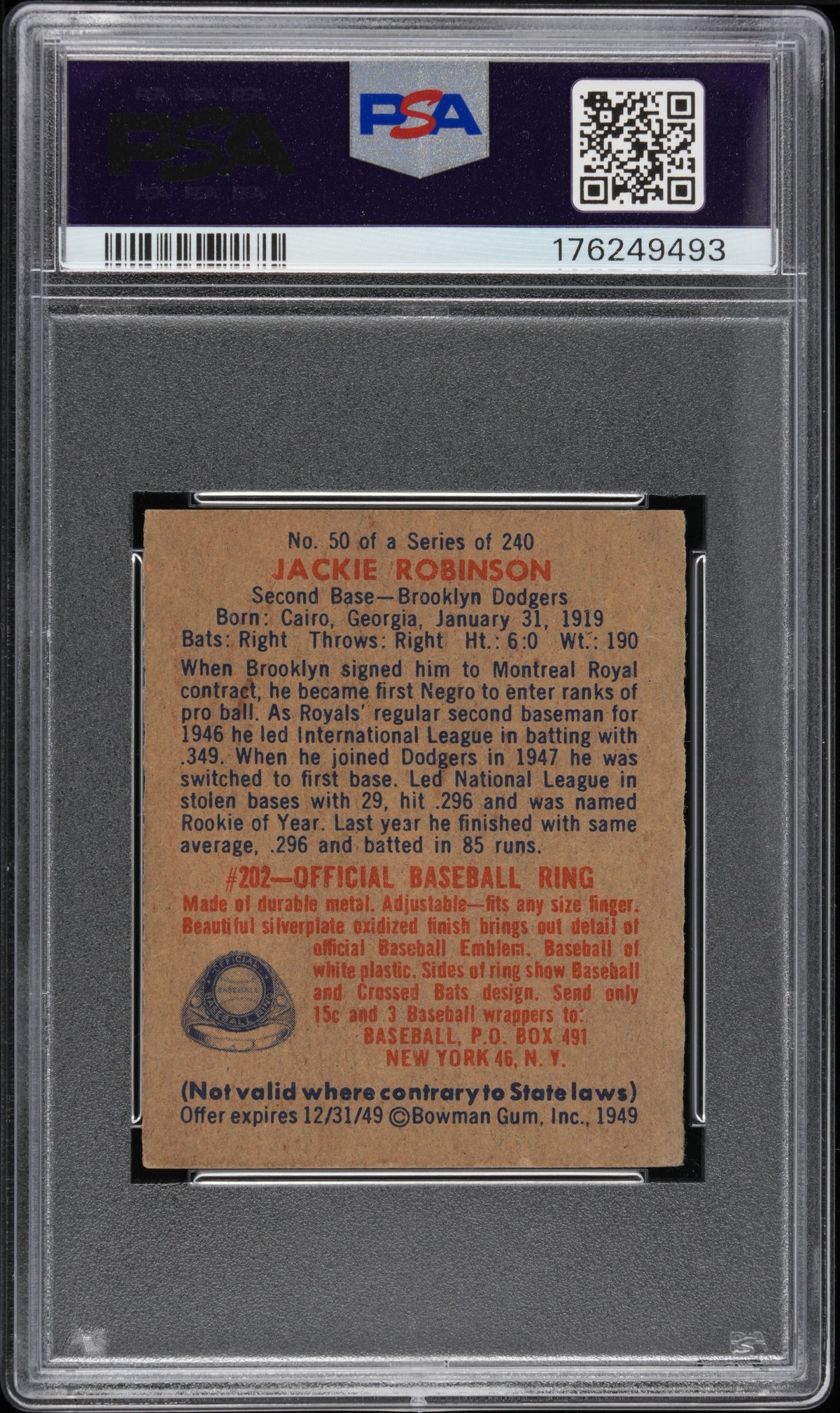 1949 Bowman Jackie Robinson #50 PSA 2