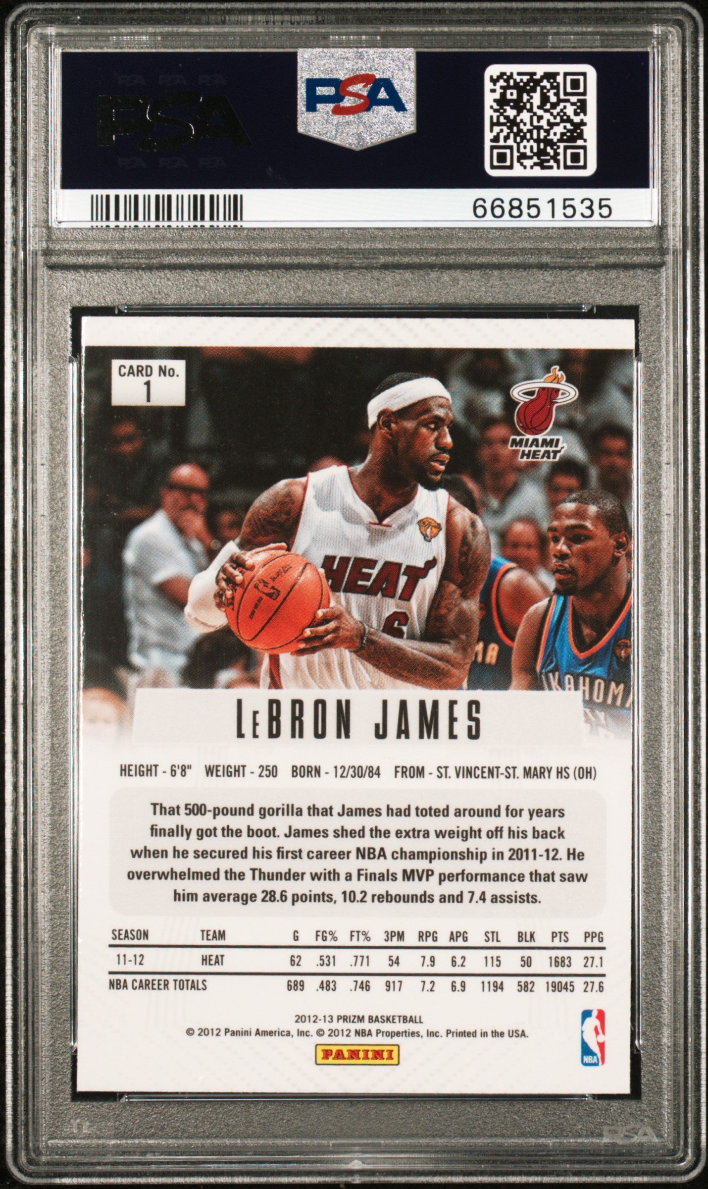 2012 Panini Prizm LeBron James #1 PSA 10
